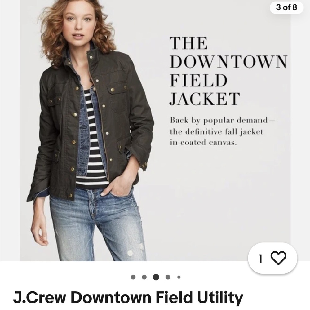J. Crew Downtown Field Jacket Army Green Heavy Cotton Utility Small EUC